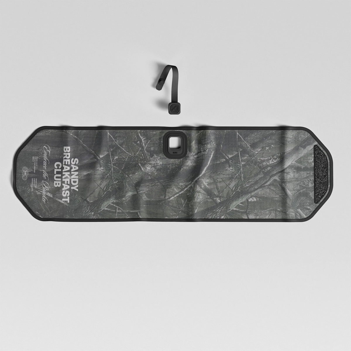 BUNX Golf Sandy Breakfast Club magnetic towel in gray camo with Fidlock strap